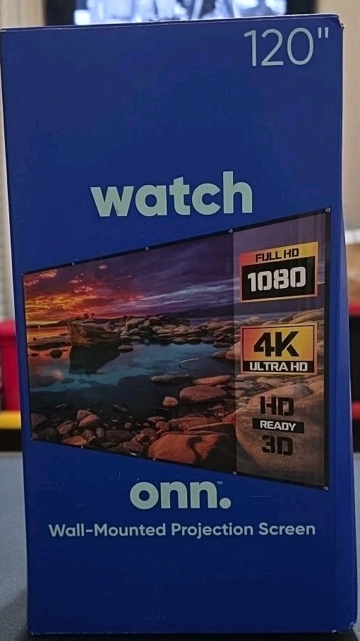 120” Projector Screen Onn Wall Mounted White Open Box