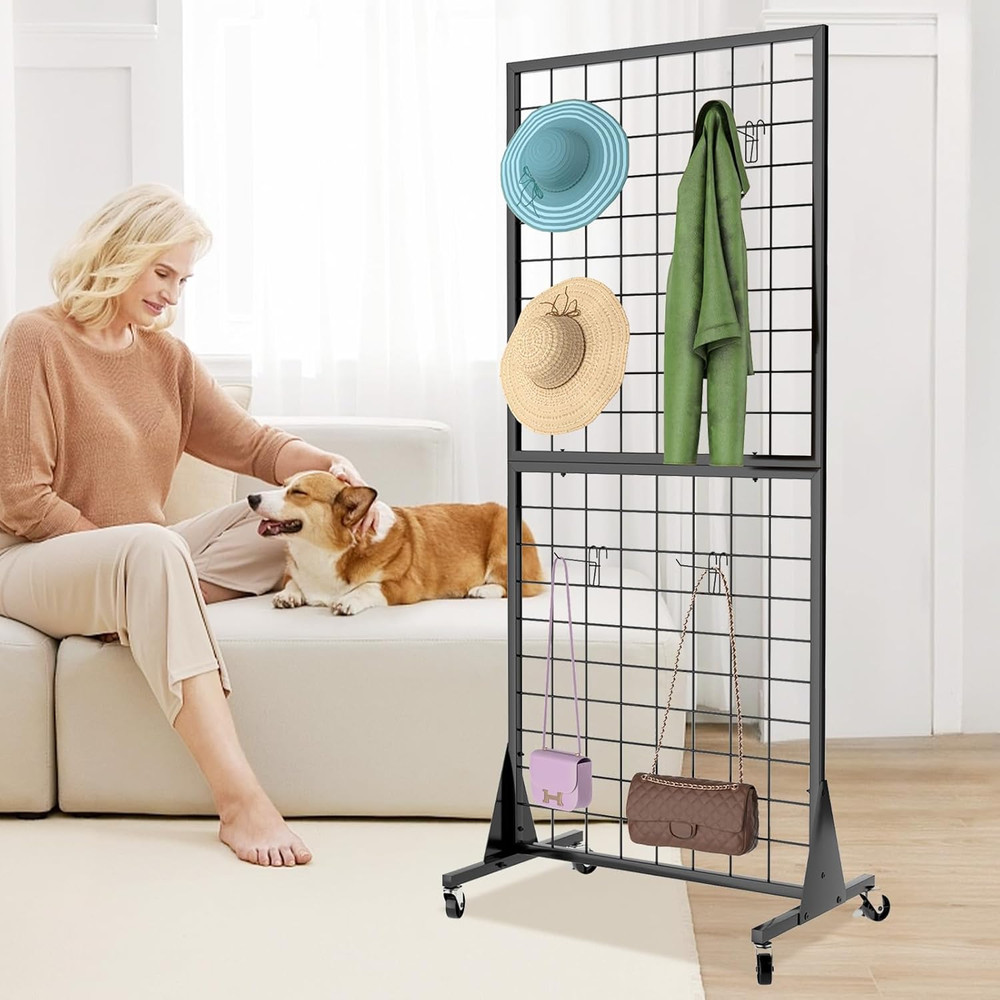 2-Pack Heavy Duty 2' x 5.5' Gridwall Display Stands with Triangle Base