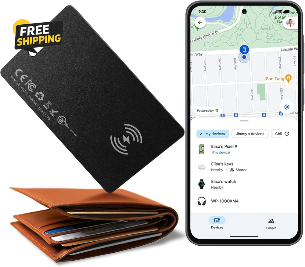 Wallet Tracker Card for Android,Rechargeable Wallet Finder Smart Tag,Tracker Tag