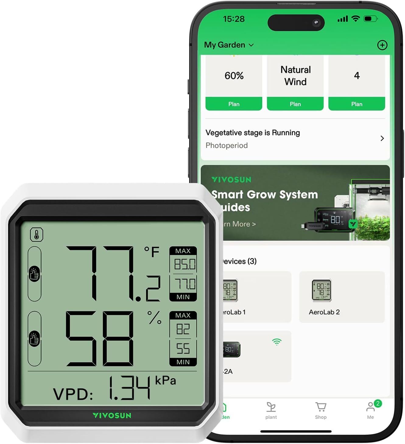 VIVOSUN Bluetooth Hygrometer Thermometer Indoor,Temperature Humidity Meter Alarm