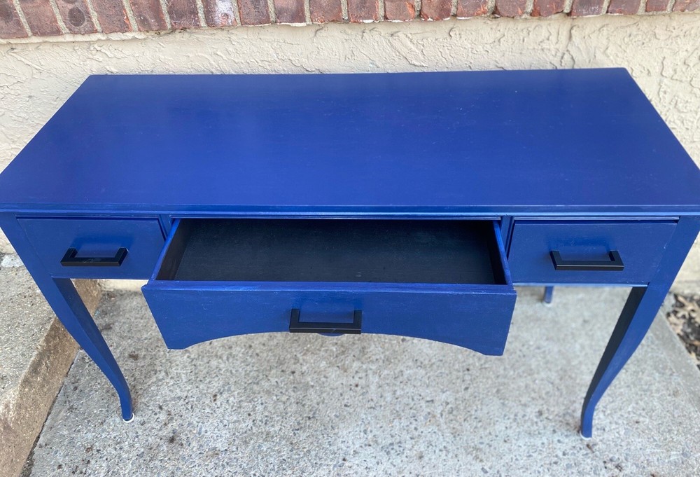 Rare Blue Antique Wood Rectangular  Vintage Desk