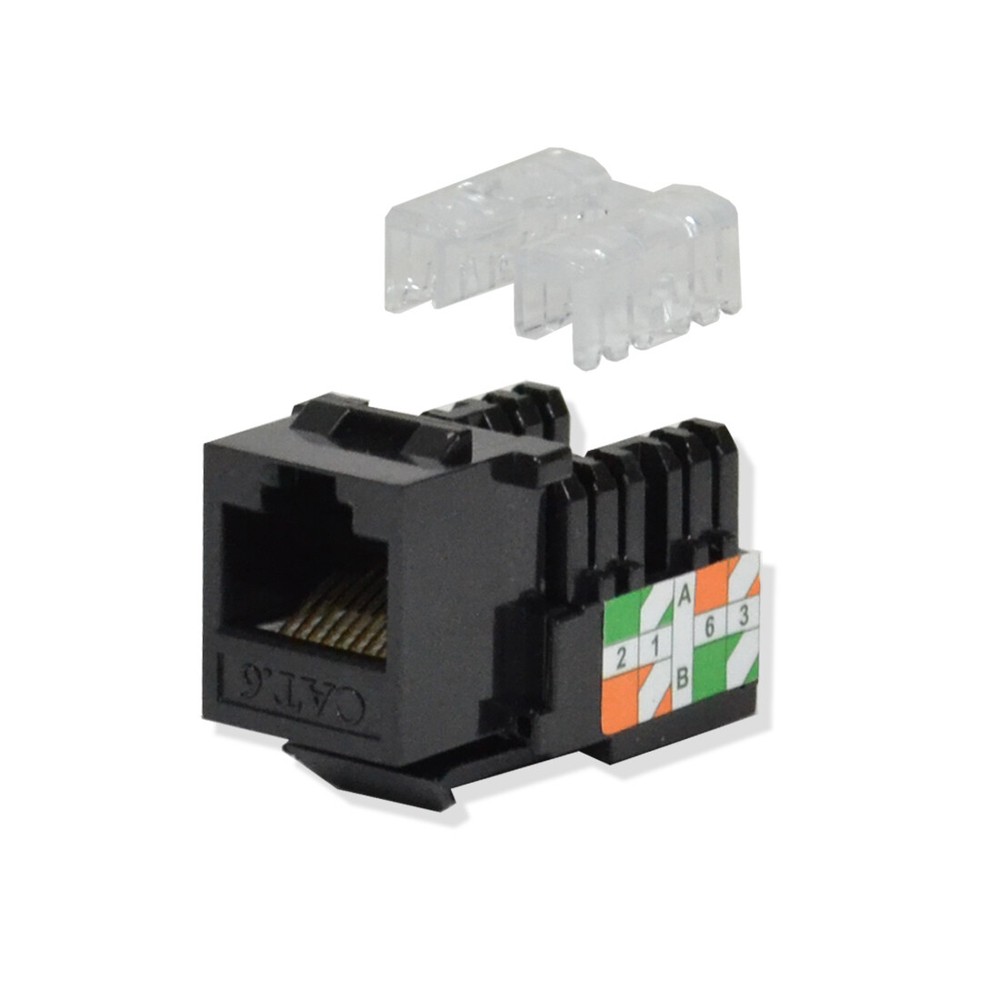 5 pack lot Keystone Jack Cat6 Black Network Ethernet 110 Punchdown 8P8C