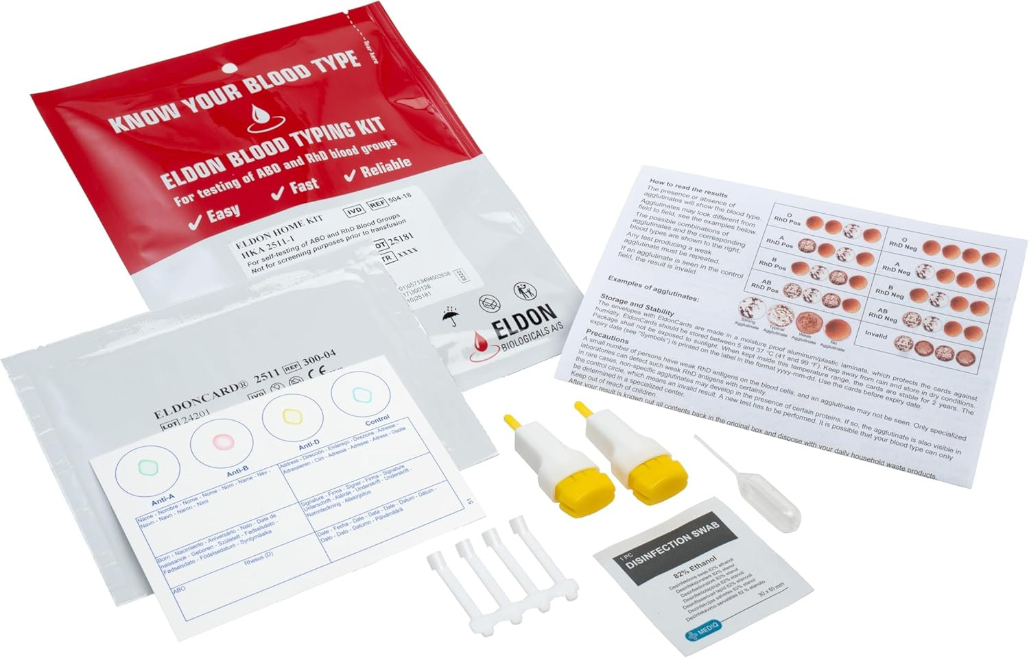 At Home Blood Type Test Kit A B O Ab Rh Quick Results Self Testing Kit