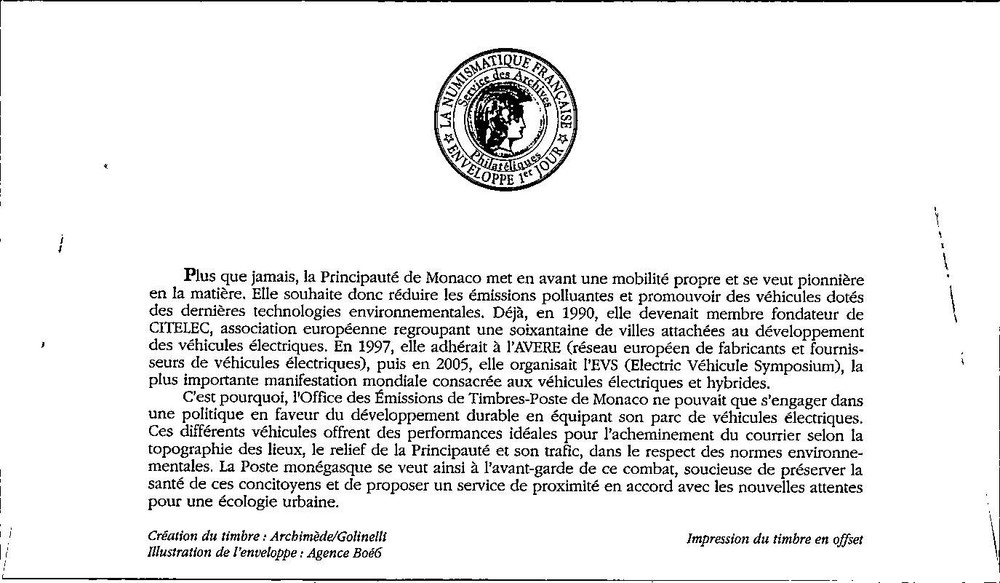 Monaco SC# 2720 FDC 2013 Postal Vehicles - A03424