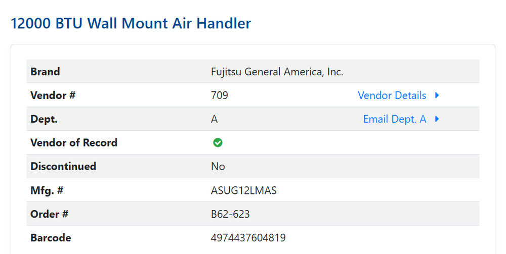 B62-623 ASUG12LMAS MINI-SPLIT HEAT