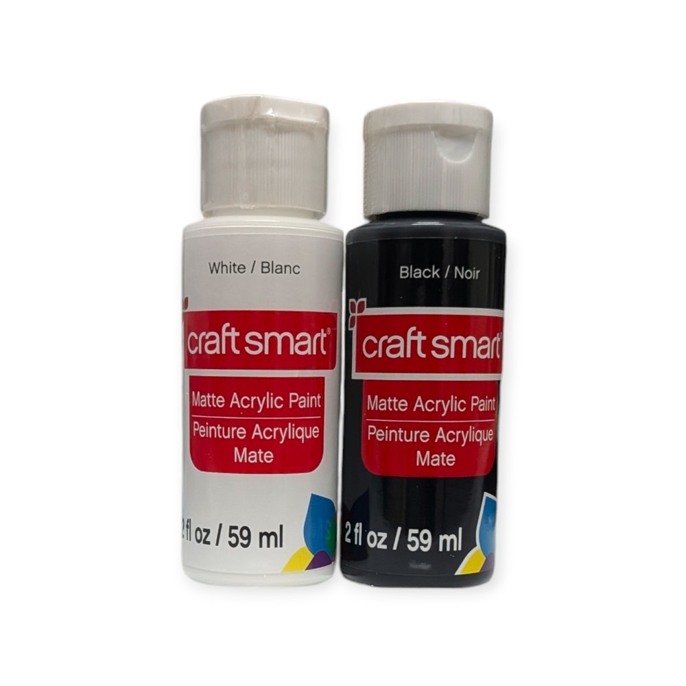 2 - Acrylic Paints Black White Matte