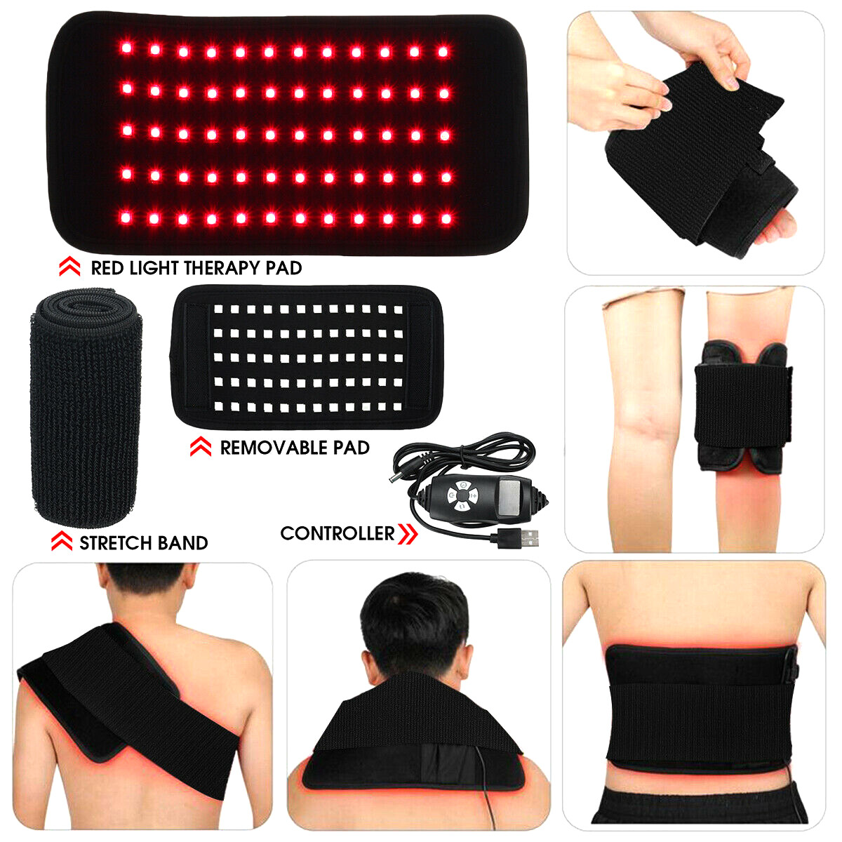 30W 660nm 850nm Near Infrared Red Light Therapy Waist Wrap Pad Belt Pain Relief