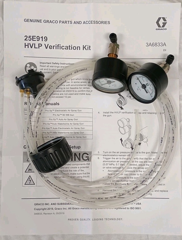 Graco 25E919 HVLP Verification Kit, for Pro XP  electrostatic spray gun