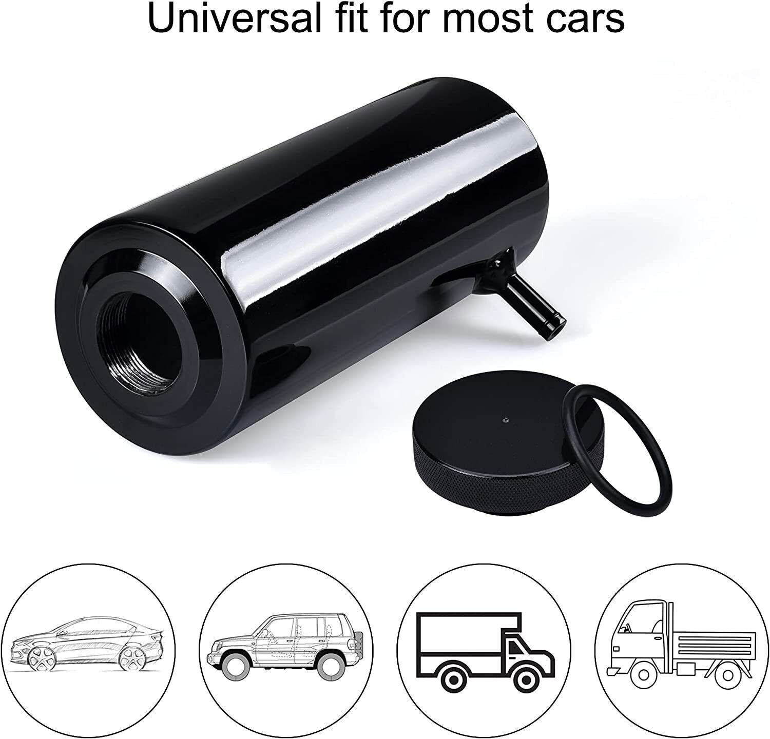 Universal Radiator Coolant Catch Tank Overflow Reservoir 800ml Black Aluminum