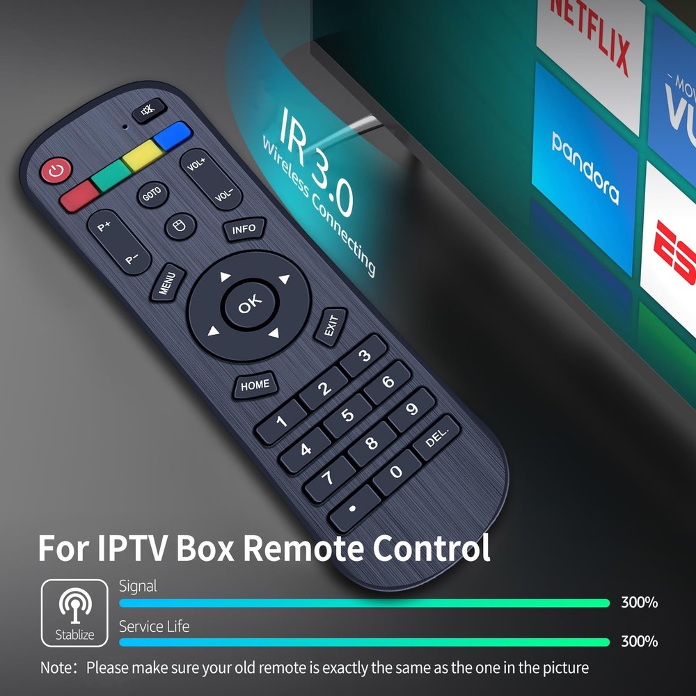 Replacement IPTV Box Remote Control Compatible with A3/A3 Pro Android black
