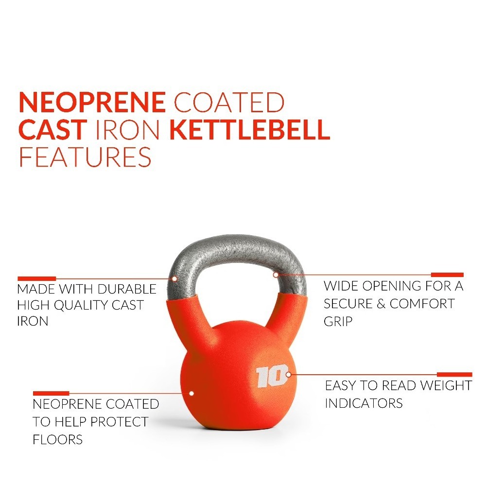 10lb Neoprene Coated Kettlebell, Orange