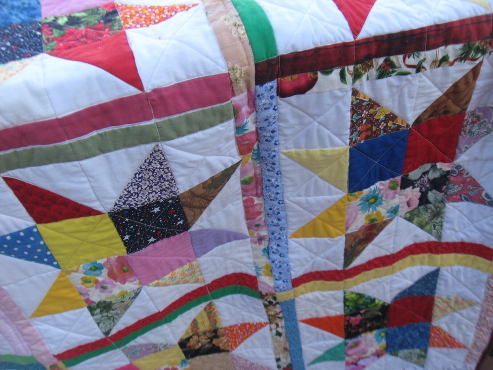 Rhinestone Stars Quilt 56" x 65", Handcrafted, Multi-purpose