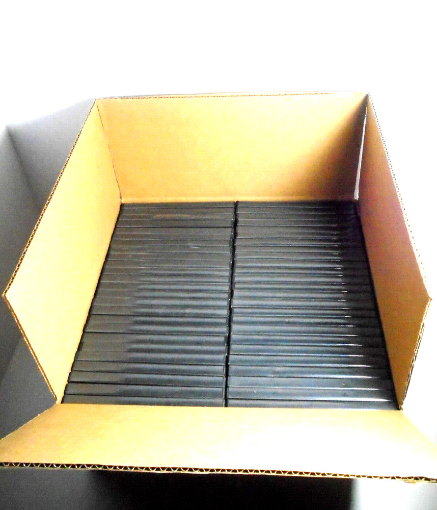 (50) Black empty standard replacement single DVD cases boxes 14 mm disc