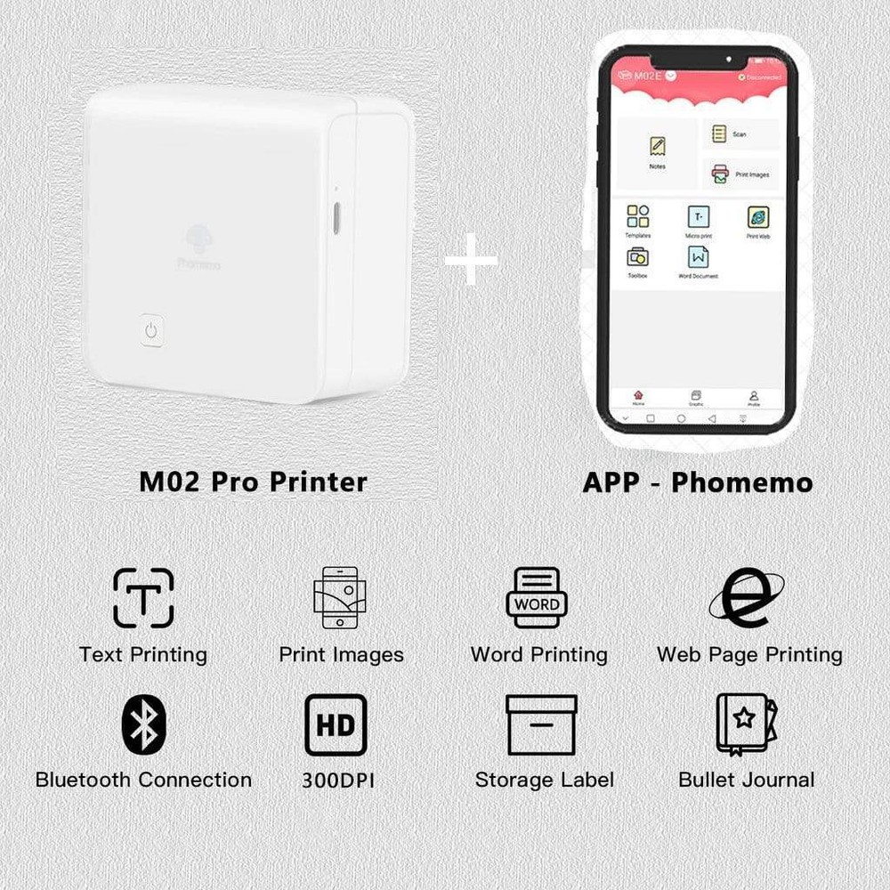 Phomemo M02 Pro Thermal Printer Mobile Photo Printer Pocket Printer Xmas Gift