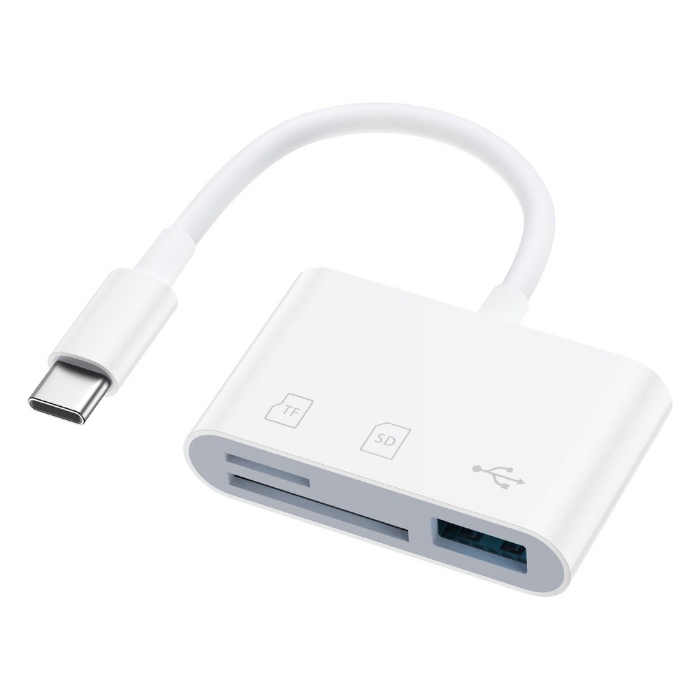 USB C Micro SD Card Reader Adapter for iPhone 17 Pro Max 1Pack, light white