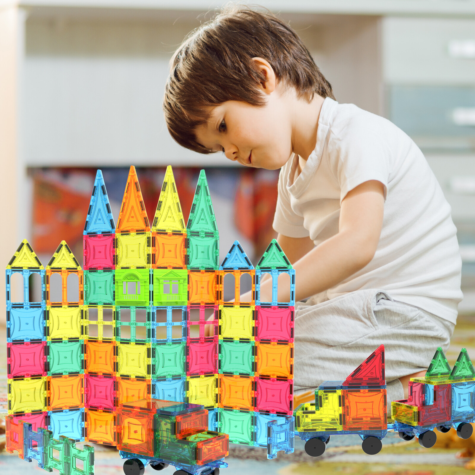 Magnet Tiles Mag-Genius Magnet Tiles 102 Piece Set And All New Magnet Kids NEW