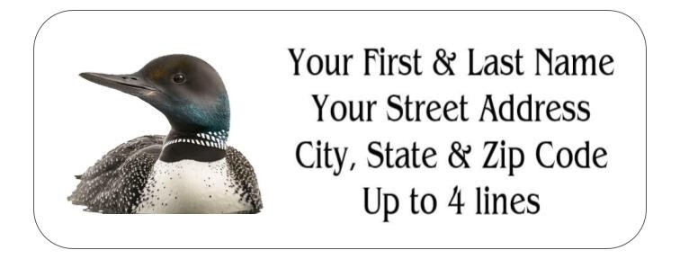 150 Common Loon Minnesota bird Mailing Return Address Labels Personalized