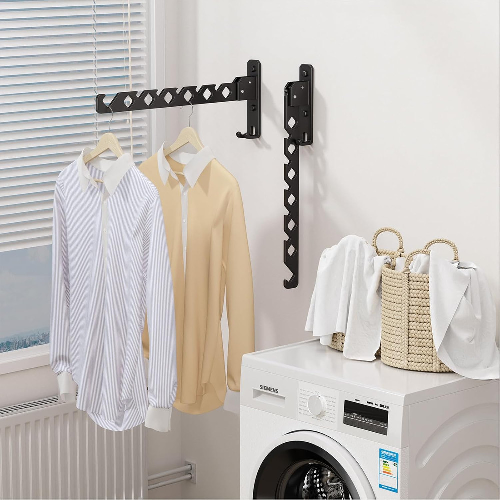 Wall Mounted Clothes Drying Rack, Wall Clothes Hanger Foldable, Laundry Hanger H