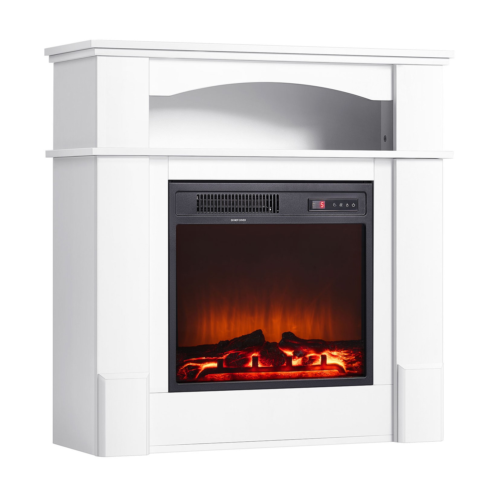 Uimoso 33-Inch Freestanding Electric Fireplace Heater with 1500W Mantel in White
