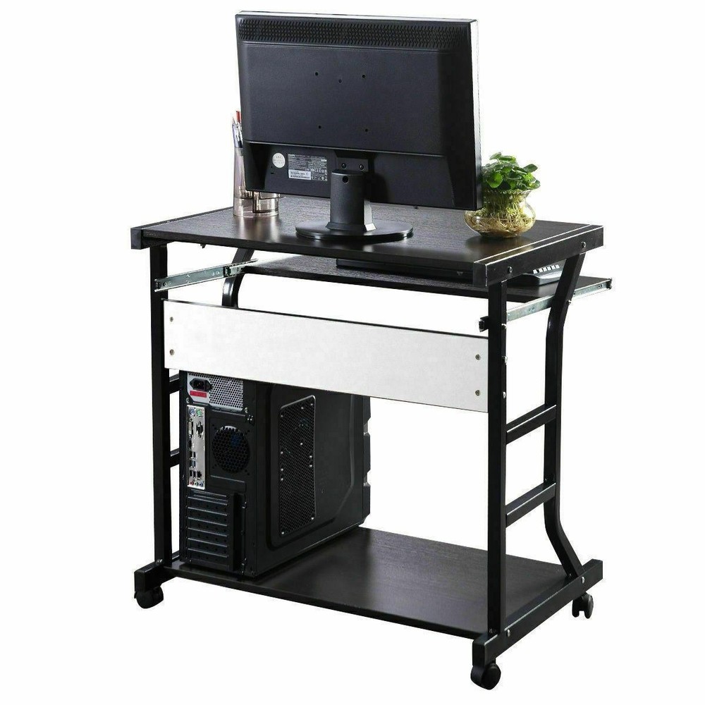 Computer Desk Laptop Table Workstation Home Office Writing Table w/Rolling Wheel