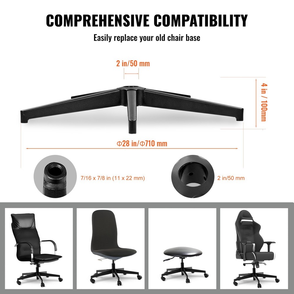 New/Office Chair Base Replacement, 28", 2500 lbs Static Load Capacity, Heavy Dut