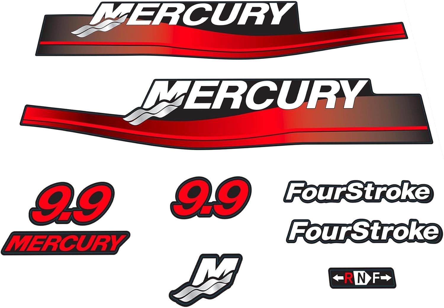 Marine Outboard Decal Set for Mercury Four Stroke 9.9 HP Outboard Motor 12836A00