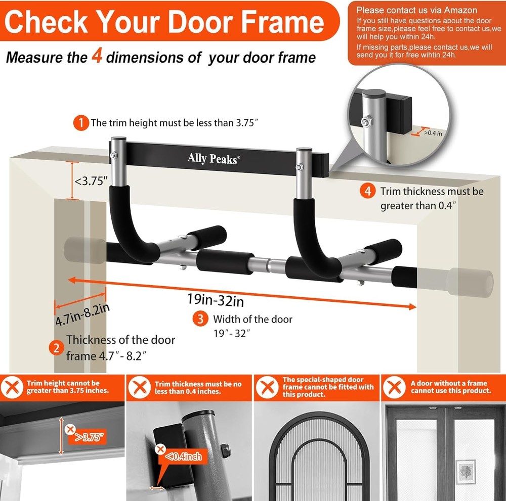 Ally Peaks Pull Up Bar for Doorway 440 lbs