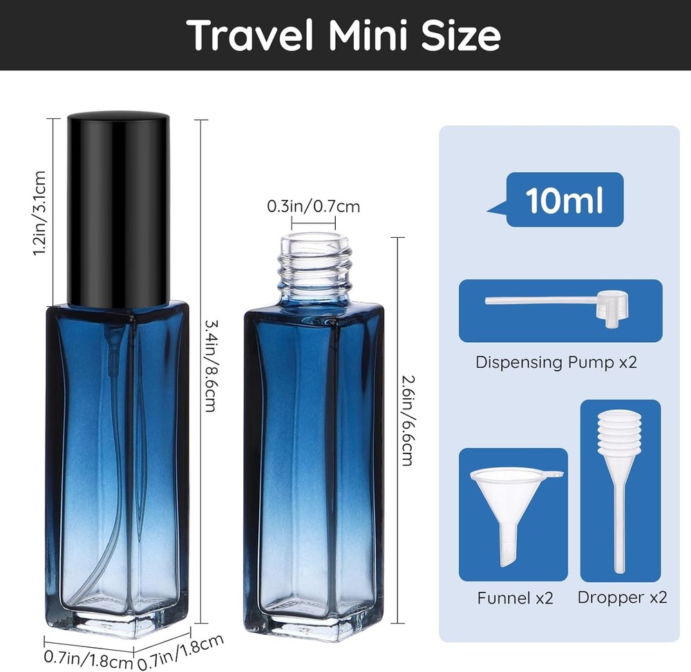 10 Packs Refillable Perfume Bottle 10ML Portable Travel Atomizer Set Empty Mini