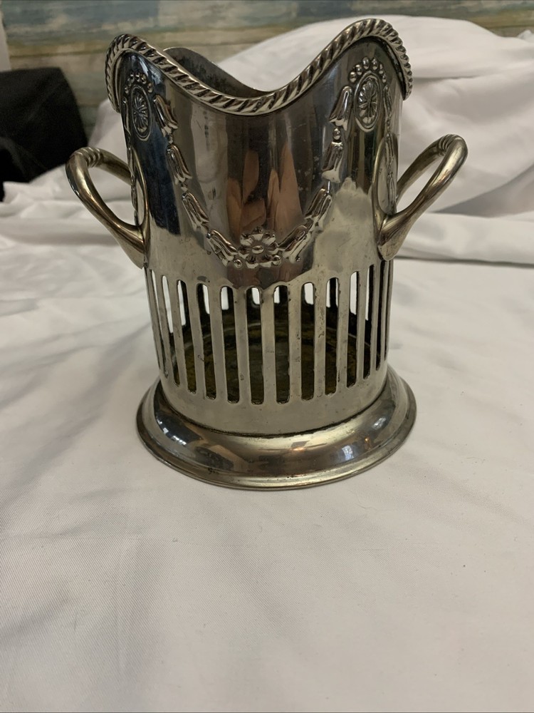 International Silver Co Handmade Silverplate Wine Holder Cachepot 6.5”