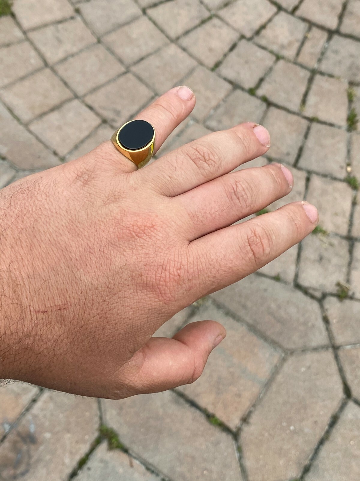 Men's 14k Gold Plated Solid 925 Sterling Silver Black Onyx Signet Ring Size 7-13