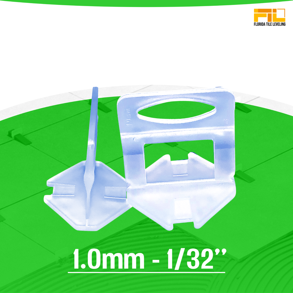 Tile Leveling System Clips Spacers 1.0mm - 1/32 - 2.000pcs