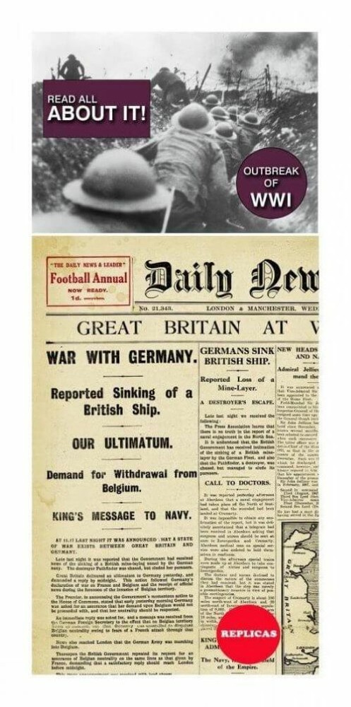 Outbreak of WWI Replica Newspaper (mp)
