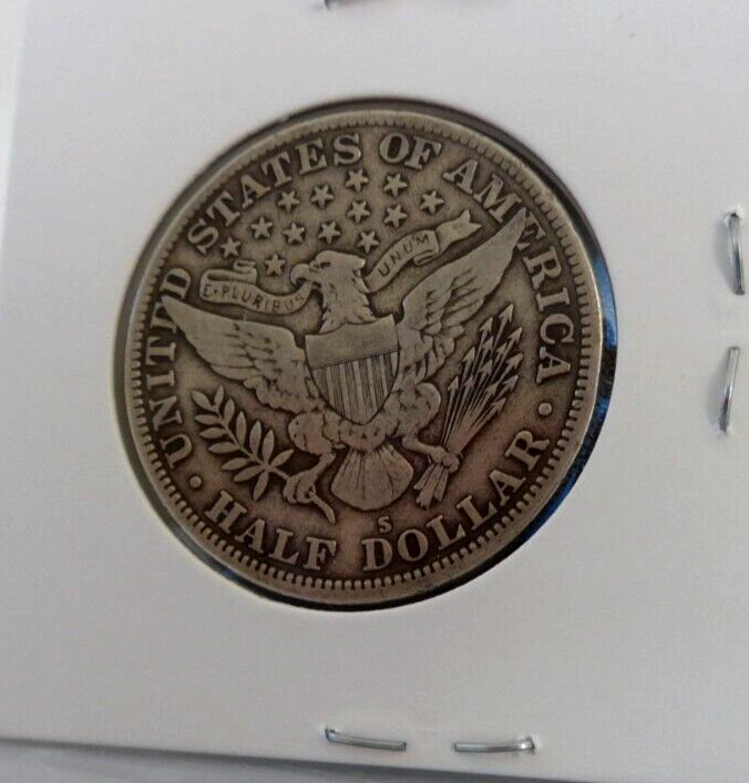 1915-S-BARBER HALF DOLLAR. NATURAL SUFACES, SOLID MIGRADE CLEAR CHEEK FREE SHIP