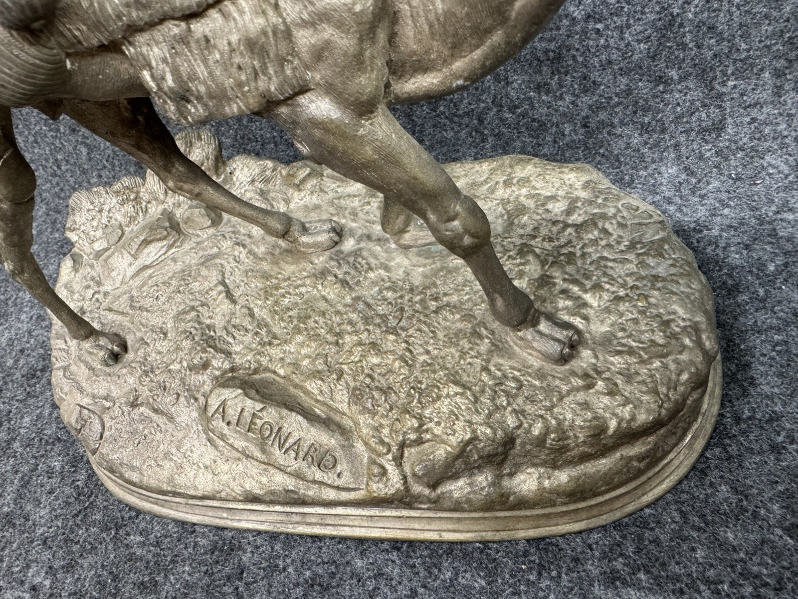 AGATHON LEONARD Antique Bronze Sculpture ~ Arab on Camel Art Signed Rider A 10”