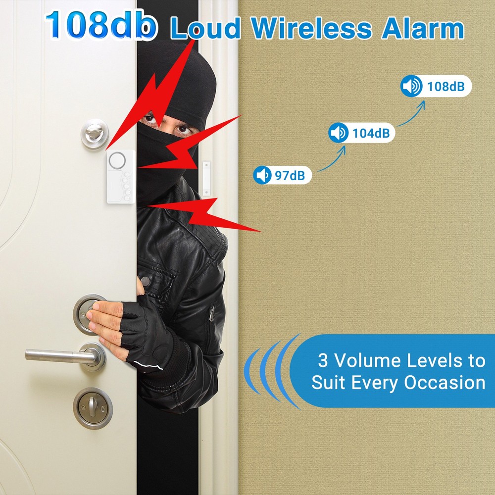 Adjustable Time Delay Freezer Alarm 108dB Loud 4 Modes Magnetic Sensor 3 Volume