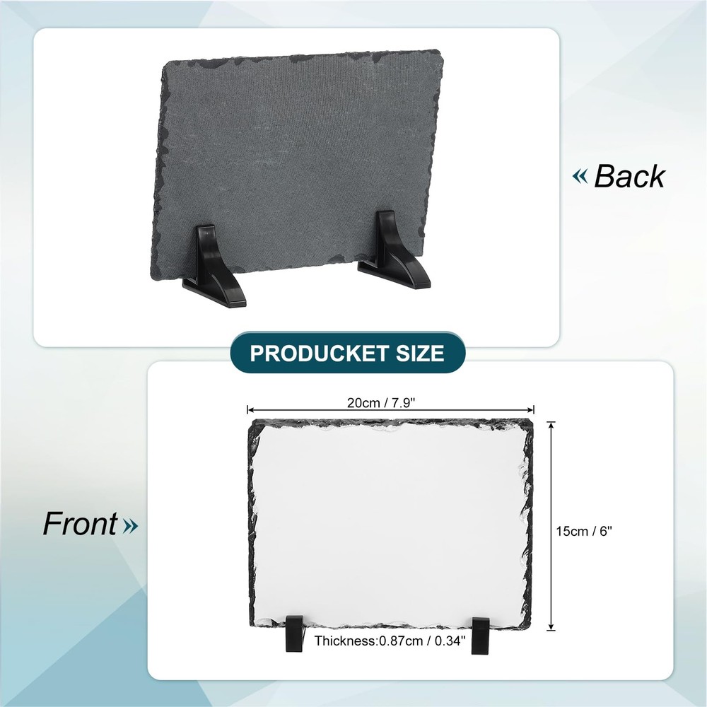 PATIKIL 10x Sublimation Slate Blanks Rectangular Stone Photo Frames 5.9"x7.9"