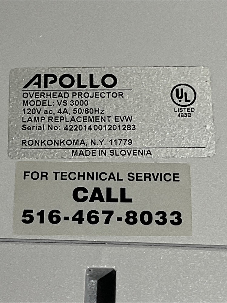 Apollo COBRA VS-3000 OVERHEAD PROJECTOR with Case & Instructions COMPLETE/WORKS