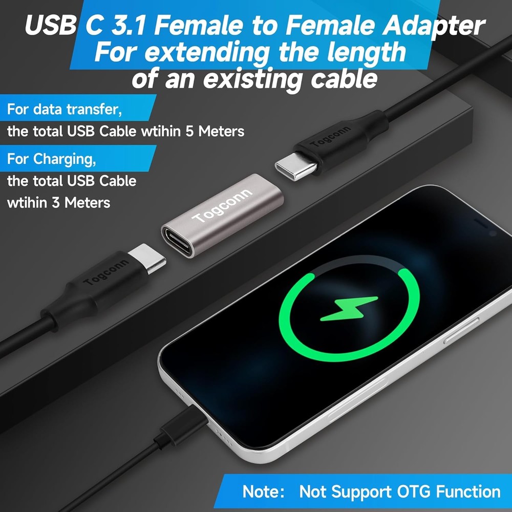 USB C 3.1 Coupler 2Pack, Type-C Female 2 Pack, C to