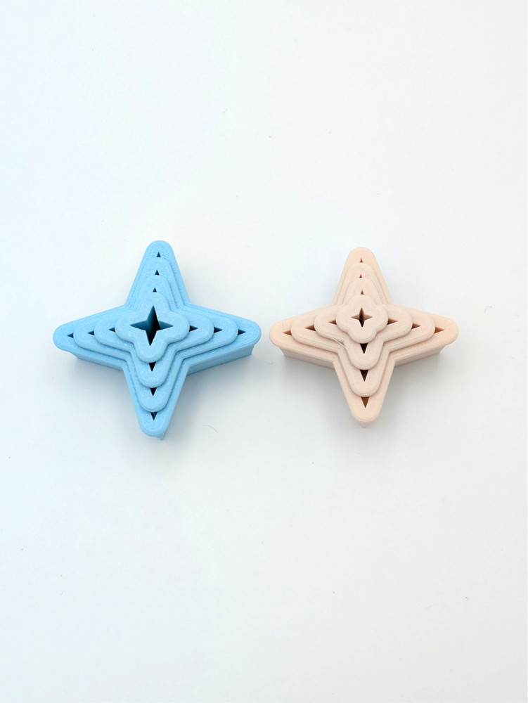 4-Point Star Clay Cutter Shape Set~Polymer Crafting Tool~Semi Stackable Outline