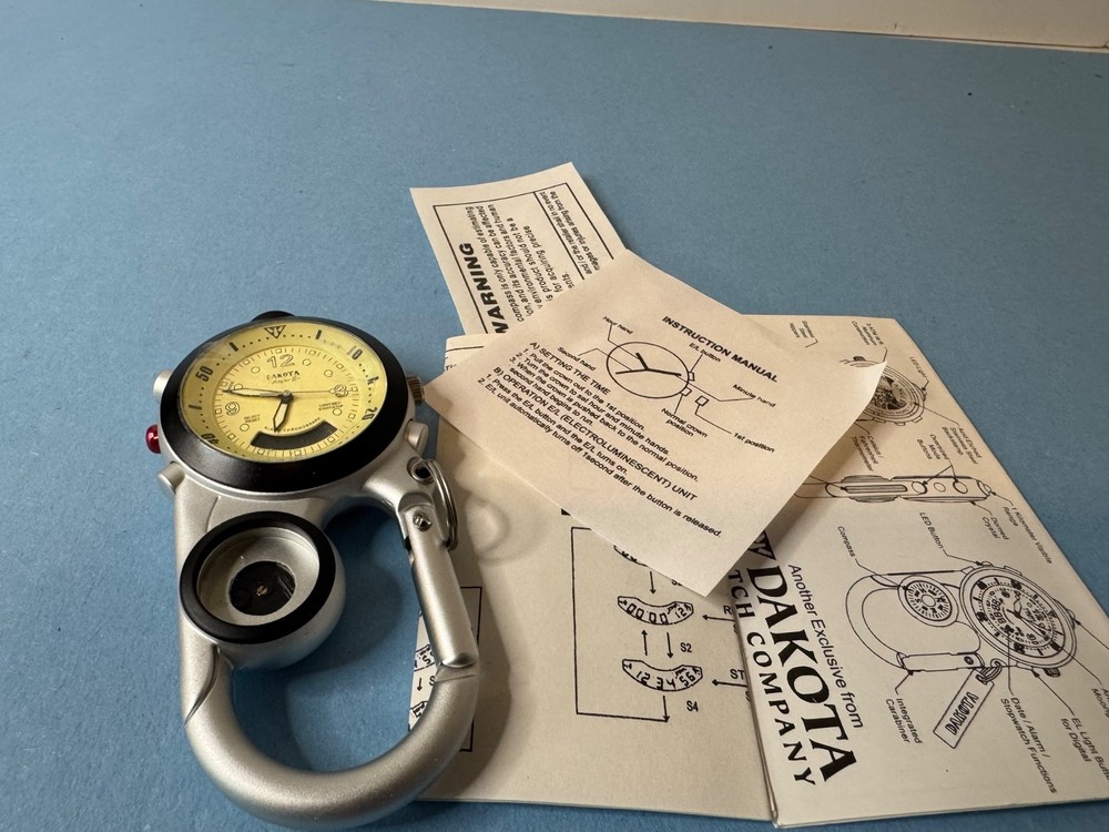 Dakota Angler 2 Clip Watch Compass Dakota...new , Needs Battery (Missing Compass