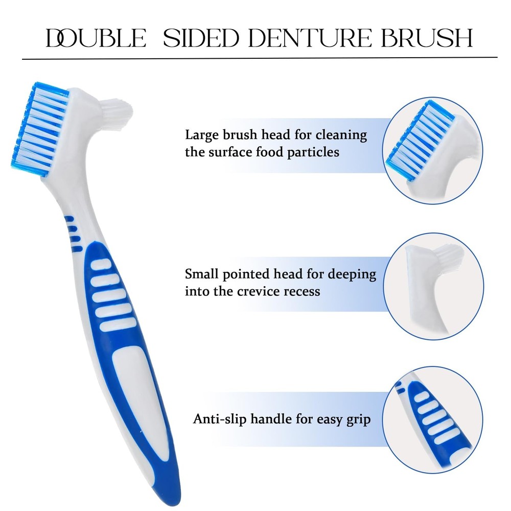 7PCS Denture Bath Case Cup Kit Denture Brush Kit False Teeth Cleaning Tools w...