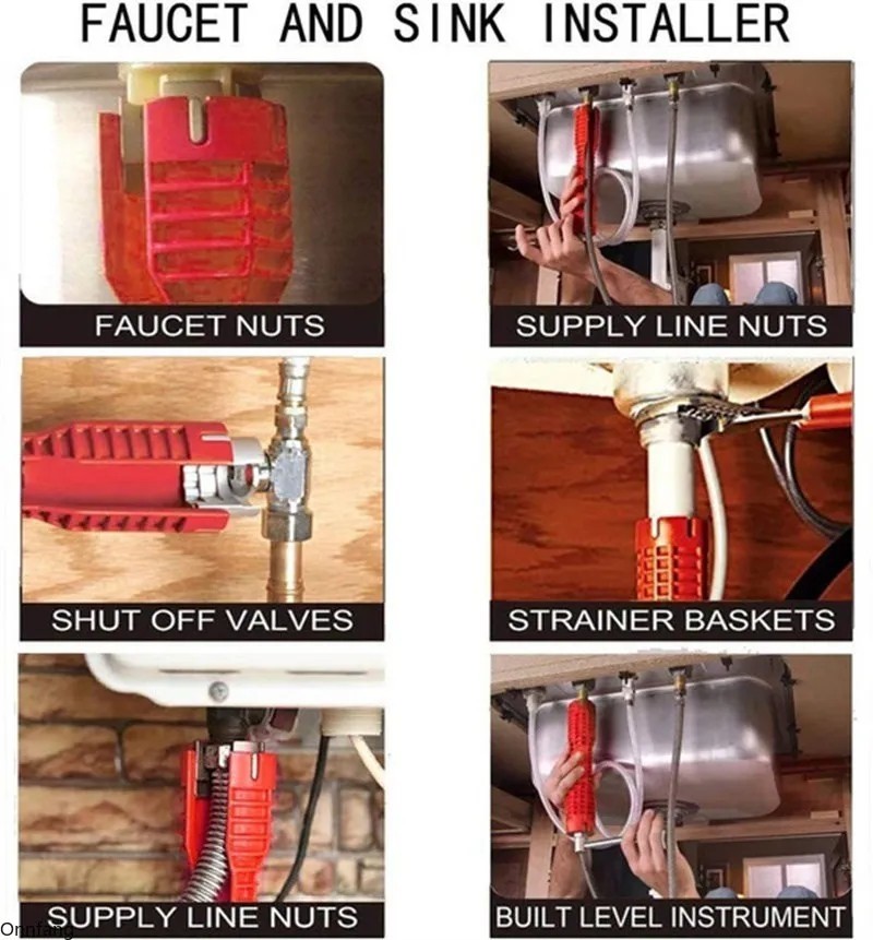 8 in 1 Faucet Sink Installer Home Multi Tool Pipe Wrench For Plumbers Homeowners