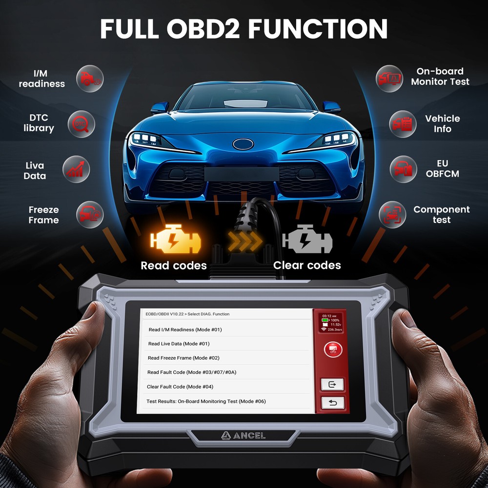 ANCEL DS100 Car OBD2 Scanner Diagnostic Tool ABS SRS Engine Code Reader EPB TPMS