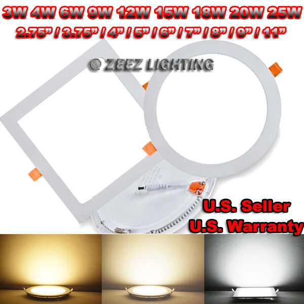 3/4W 6W 9W 12W 15W 18W 20W 25W Dimmable LED Recessed Ceiling Panel Light Fixture
