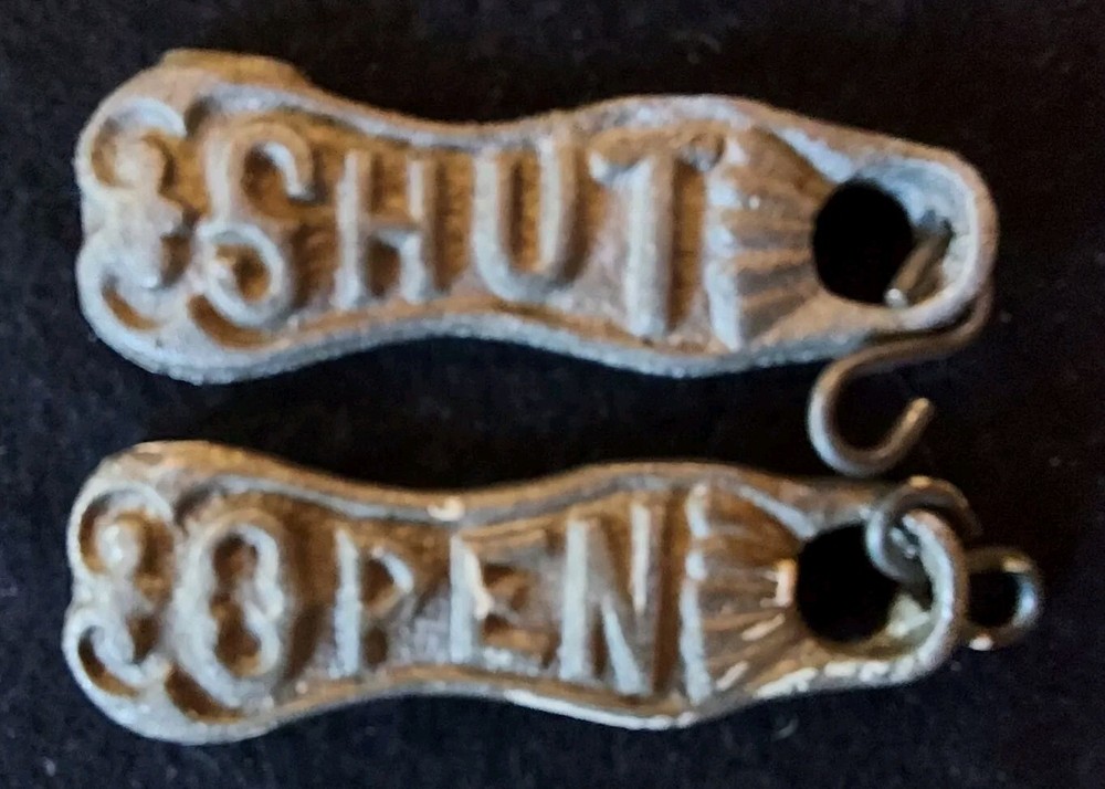 Pair Of Antique Draft Contol Pulls Open/Shut