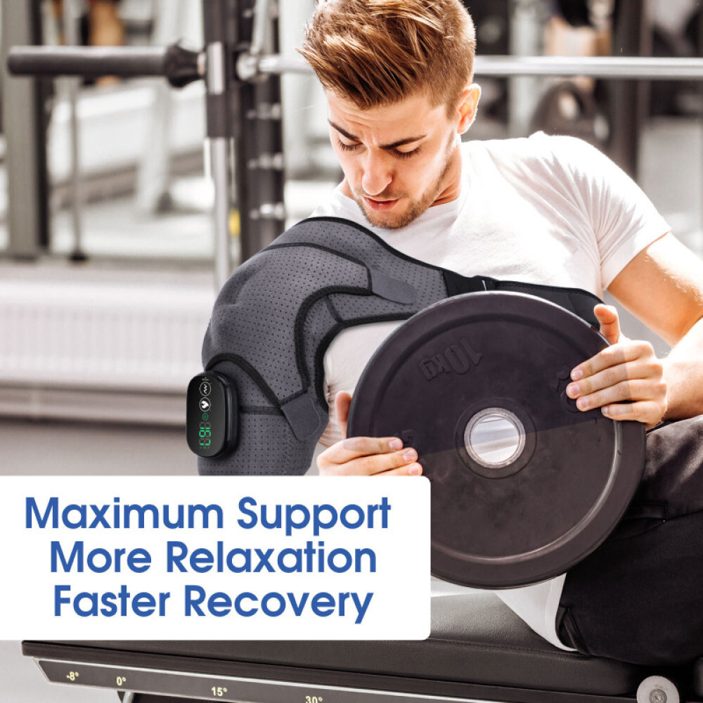 Electric Heated Shoulder Joint Brace Support with Vibration Relief Pain Massager