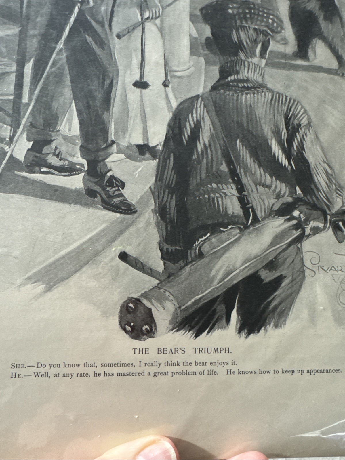 FREE SHIP! 1903 Stuart Travis "The Bear's Triumph" Illustration on Board