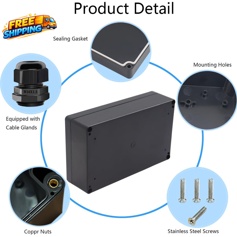 Junction Box IP65 Waterproof ABS Plastic Electrical Project Case Power Junction