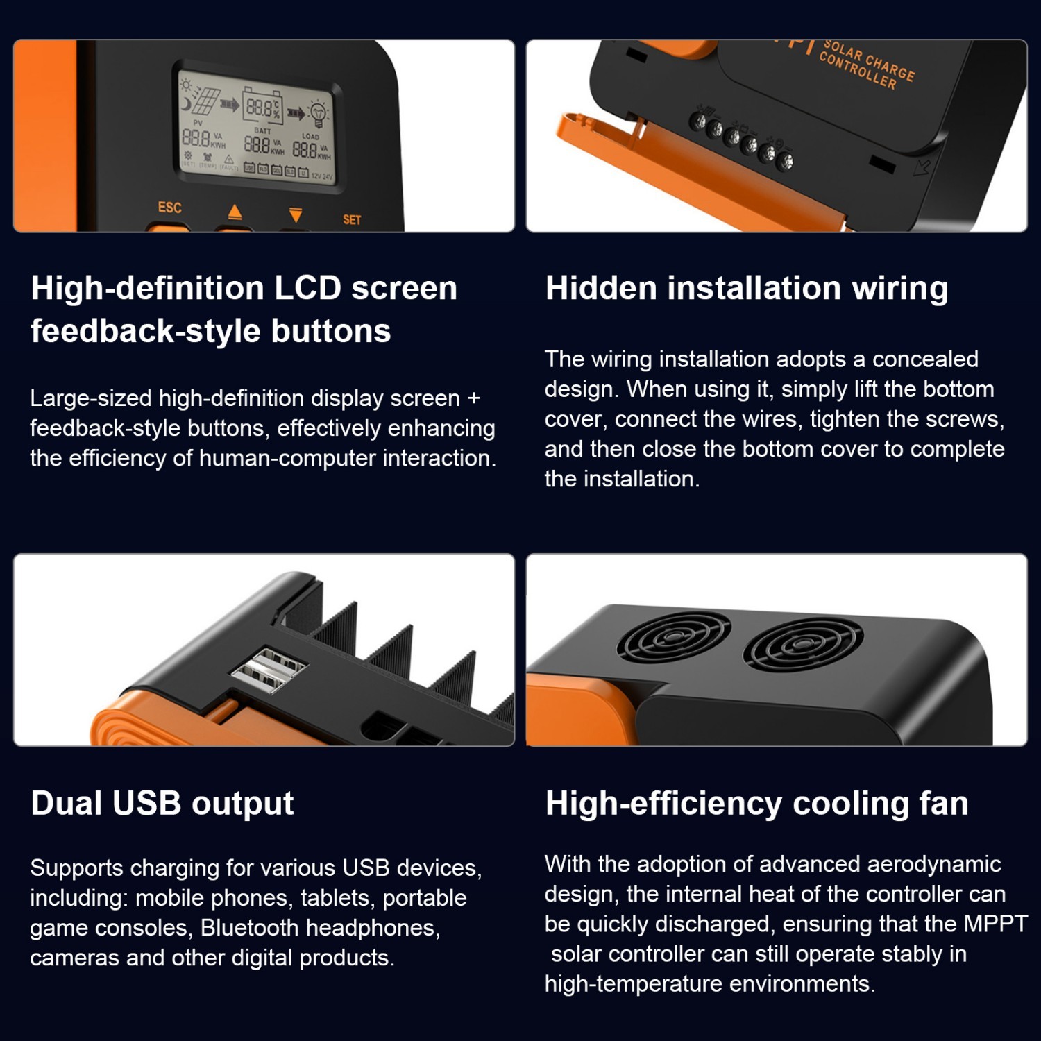 40A MPPT 12V 24V Solar Charge Controller with LCD Display Auto Regulator US NEW