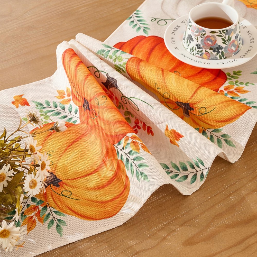 Thanksgiving Table Runner for Thanksgiving Decorations, Fall Table Runner wit...